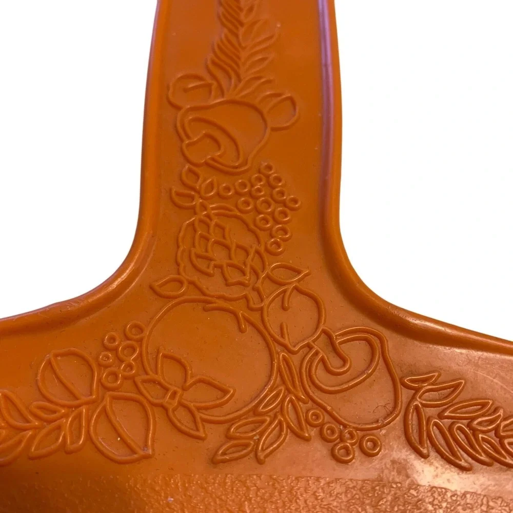 Vintage MCM Mushroom Orange Plastic Cutting Board Veggie Fruit Design Farm House